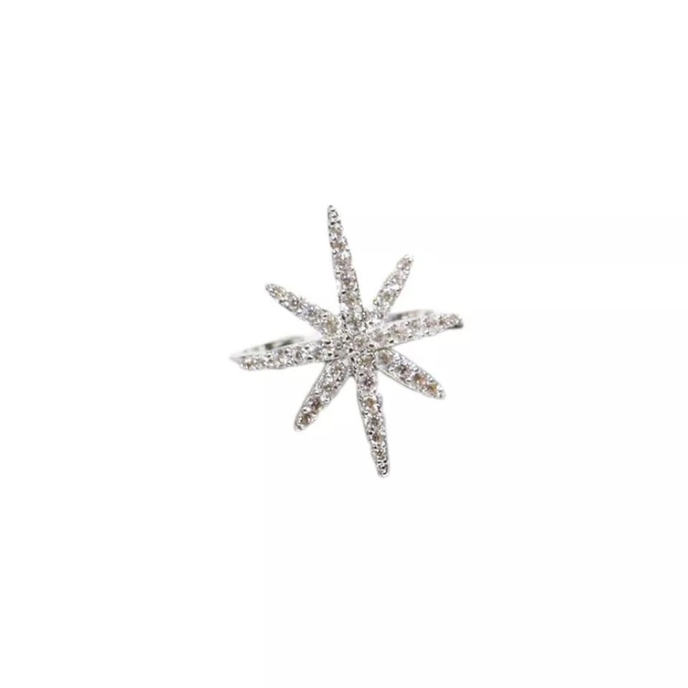Silver Crystal Star Snowflake Ring - Picture 8 of 8